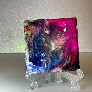 Abstract Galaxy Blacklight Art Canvas - Pink and Blue